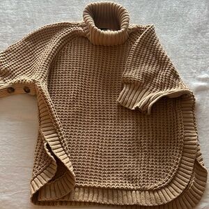 J.Crew camel short sleeve tunic turtleneck sweater.